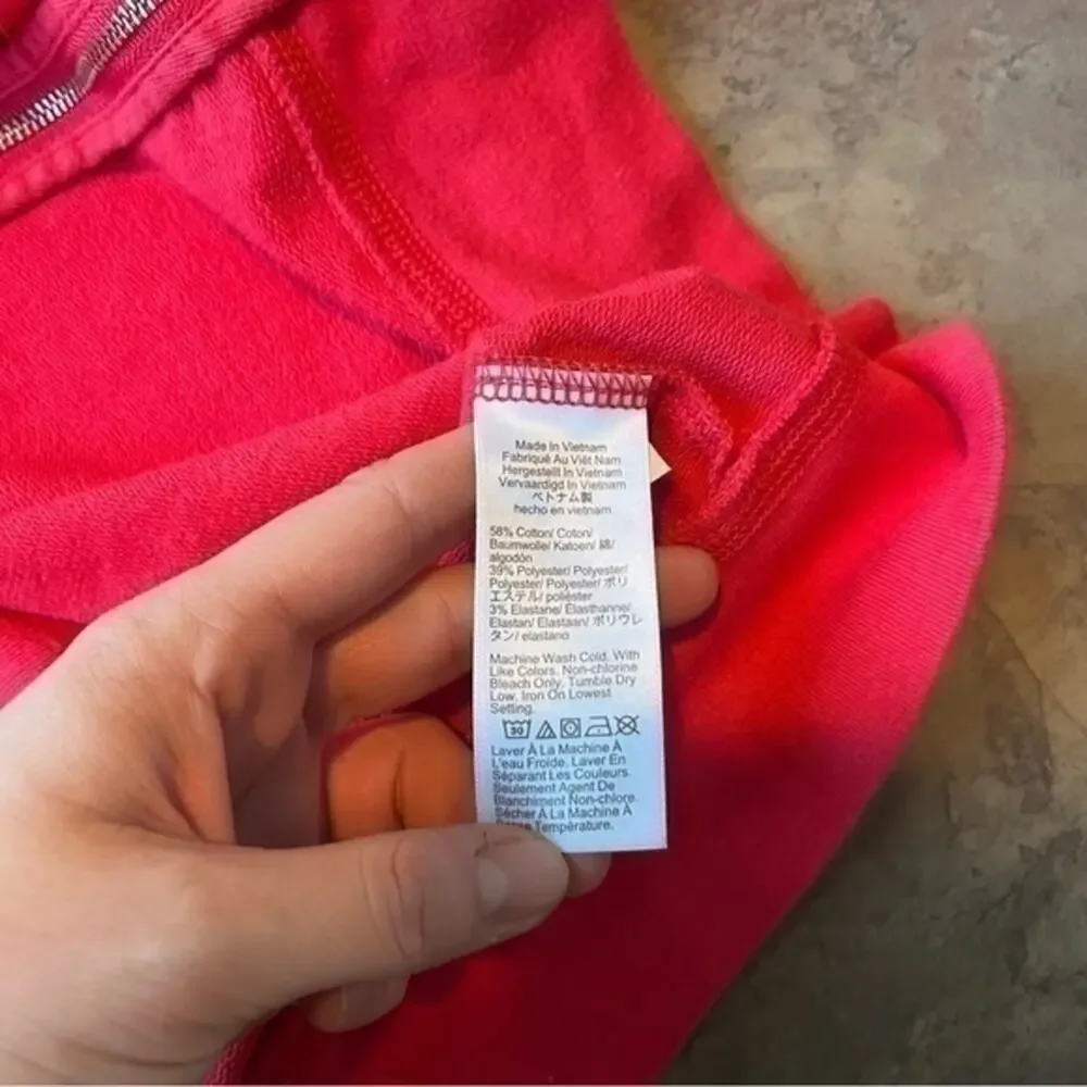 Pink cropped J. Crew casual cute hoodie zip up sweatshirt